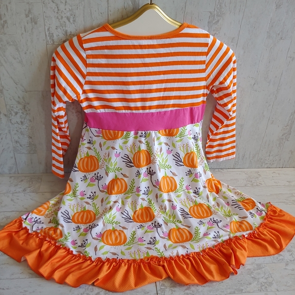 Boutique Fall Holiday Pumpkin Patch Dress Girls Size 7 (3XL) - Picture 7 of 9